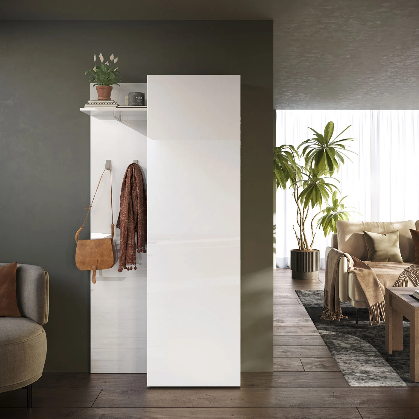 ingresso bianco con appendiabiti