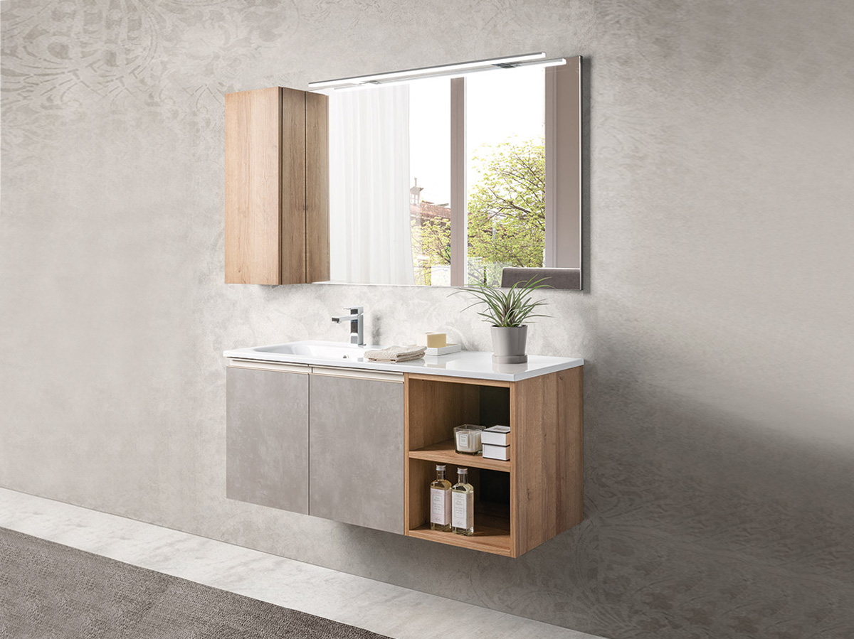 Mobili bagno in offerta, mobile sospeso con lavabo integrato, Havasu 4