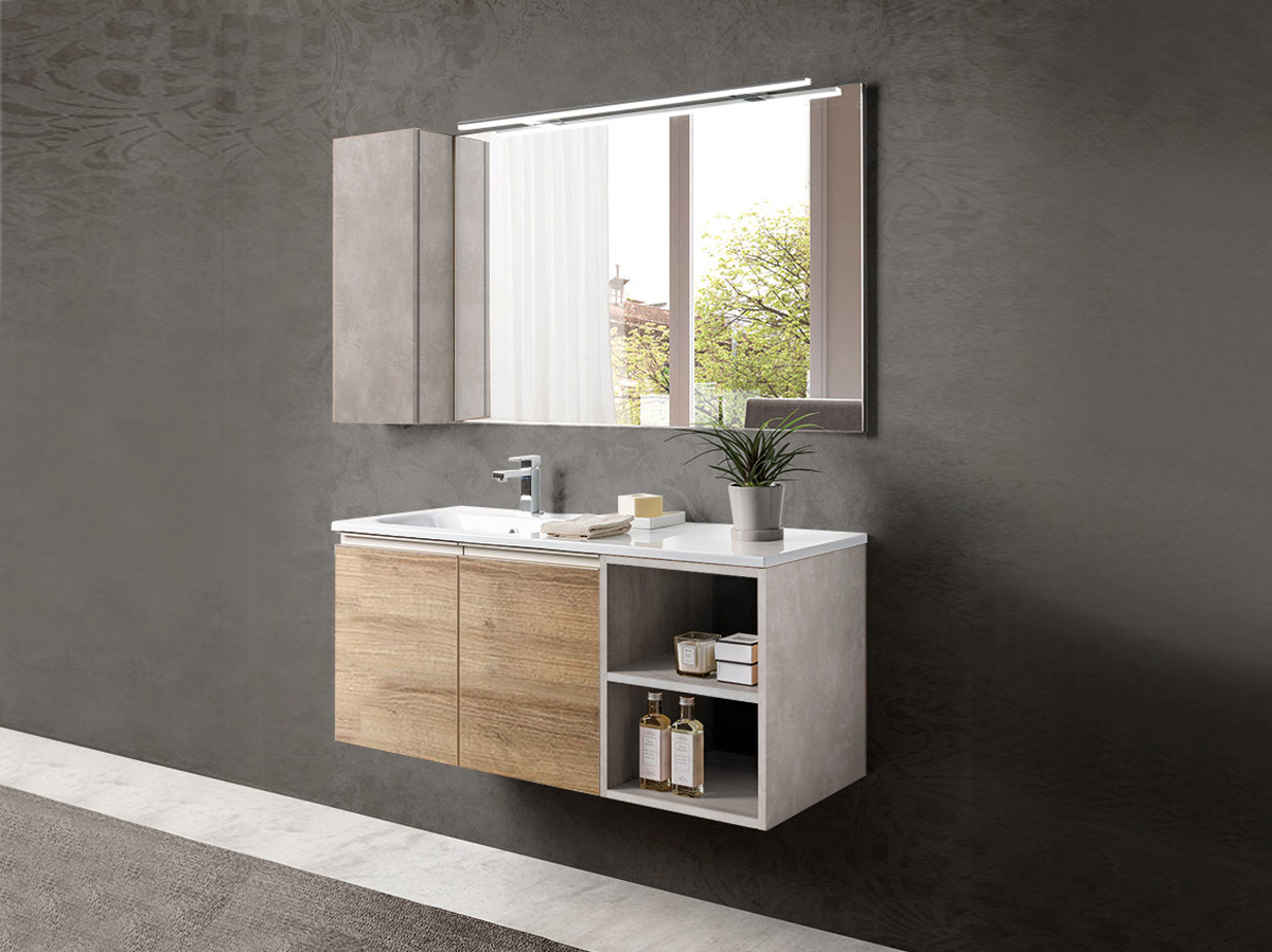 Mobili bagno in offerta, mobile sospeso con lavabo integrato, Havasu 20