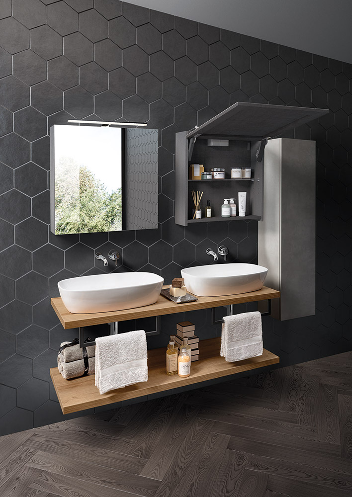 Offerta mobile bagno 2 piani per doppio lavello, Niagara 6 Bis