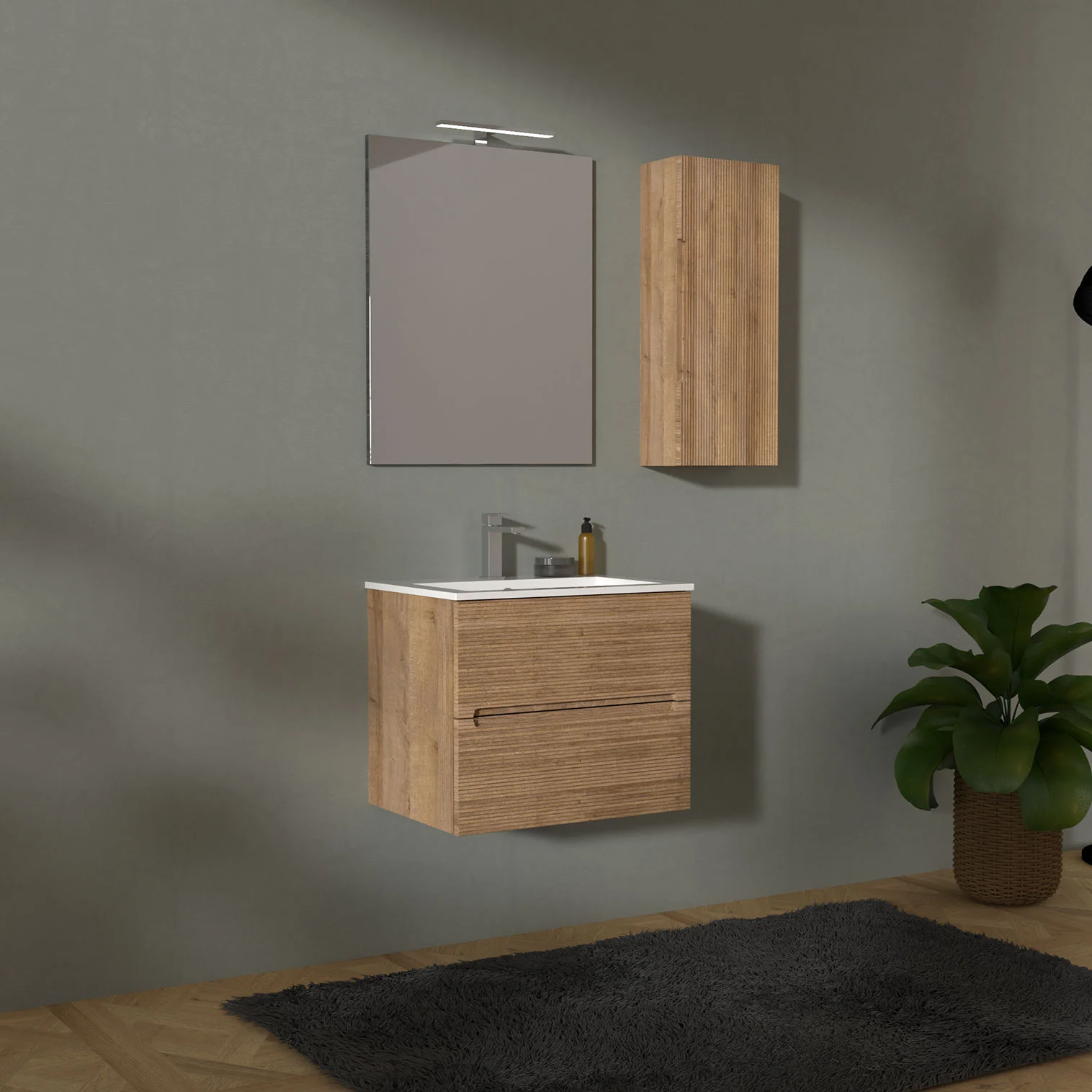 bagno piccolo rovere sospeso