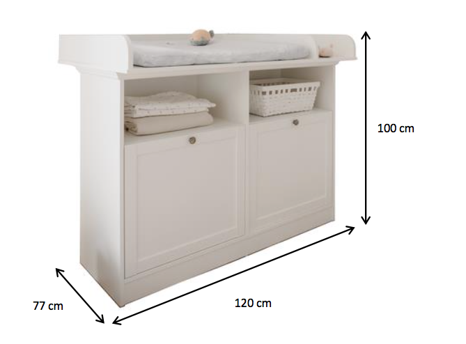 Mobiletti fasciatoio con 2 ante, finitura Bianco