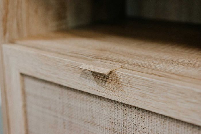 Composizione ingresso Kara in finitura Quercia ed effetto Rafia