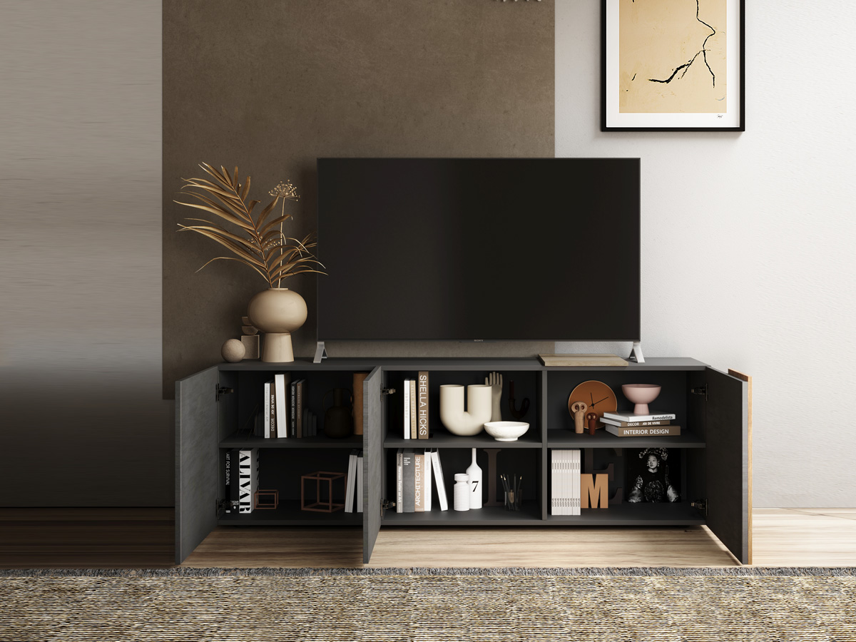 Mobili TV di design: mobile porta TV, 3 ante Titanio e Kadiz