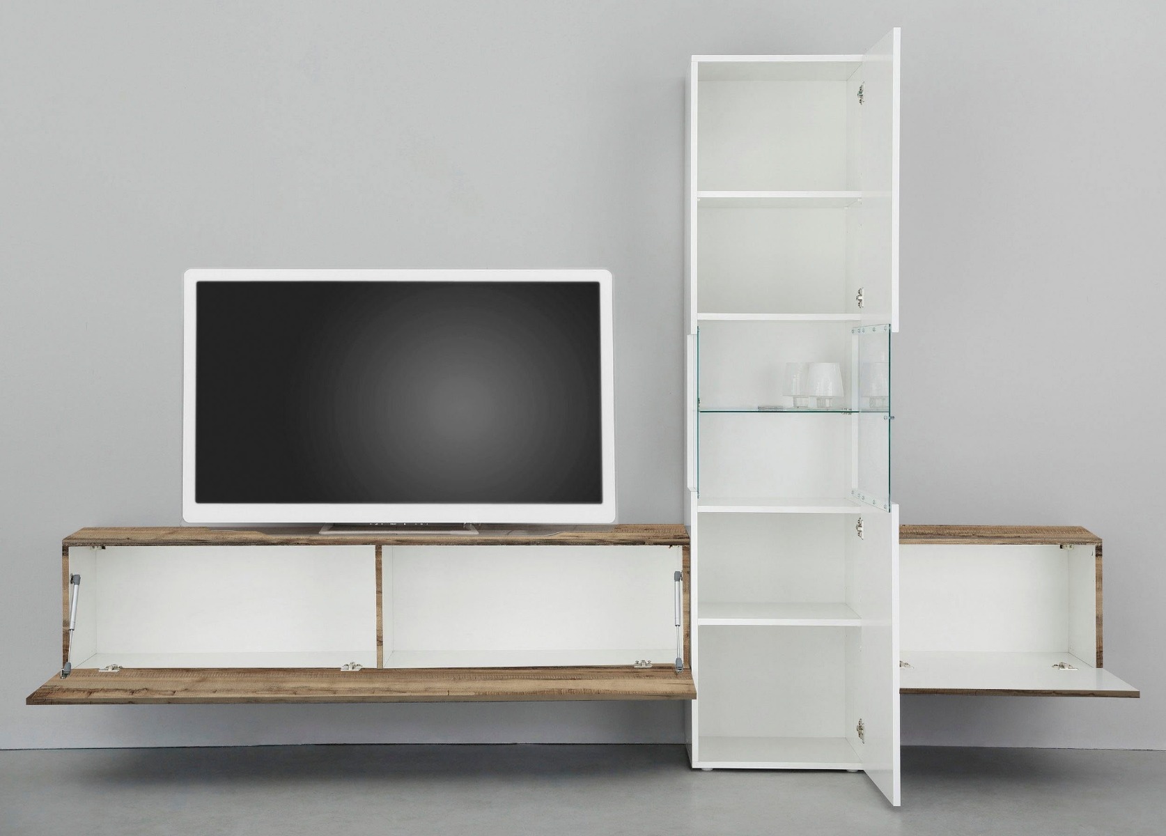 Soggiorno moderno scontato Bianco lucido e Pero