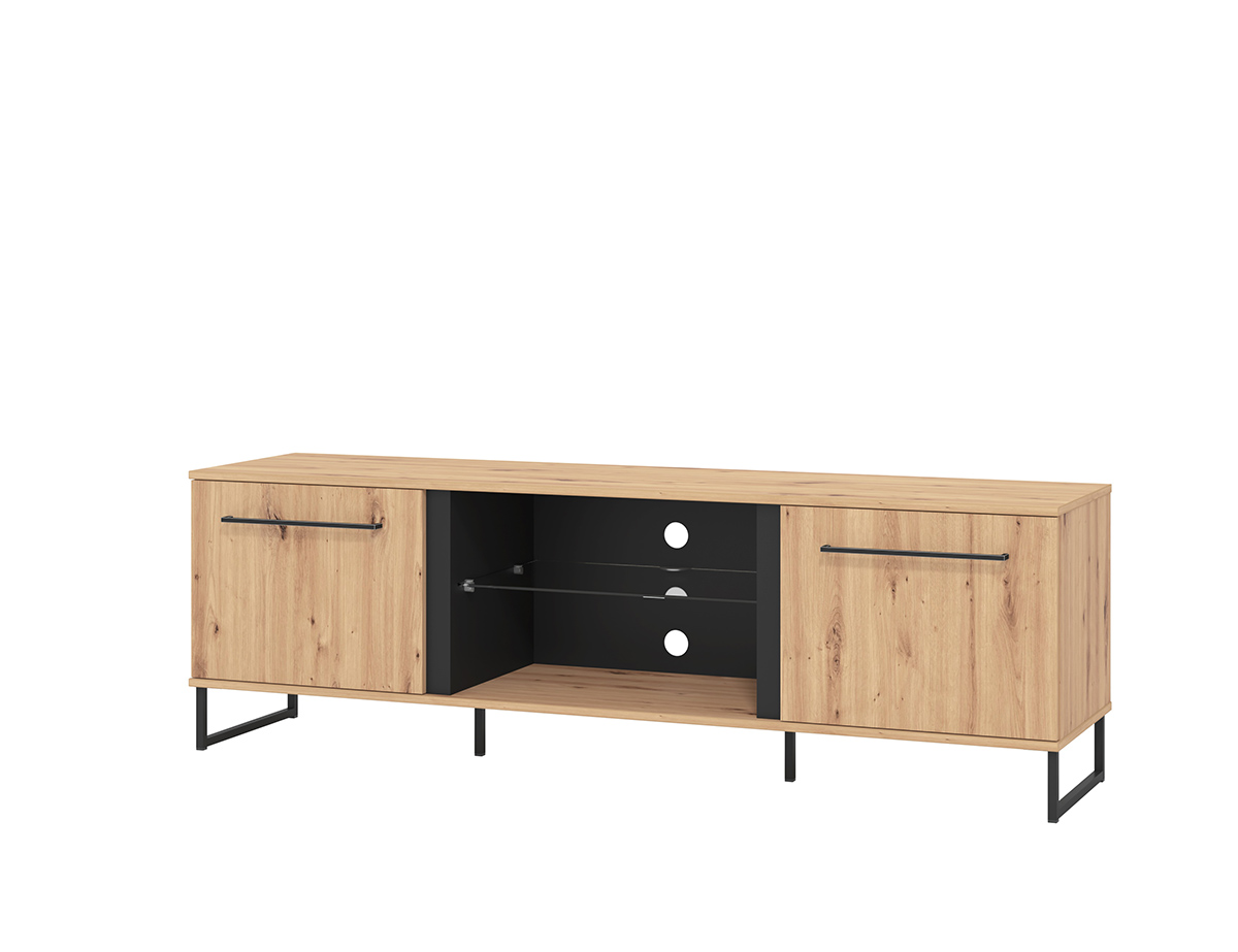 Mobili tv in stile industry a 2 ante, finitura  Rovere e Nero