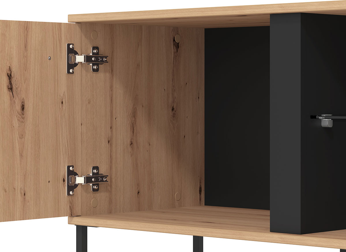 Mobili tv in stile industry a 2 ante, finitura  Rovere e Nero