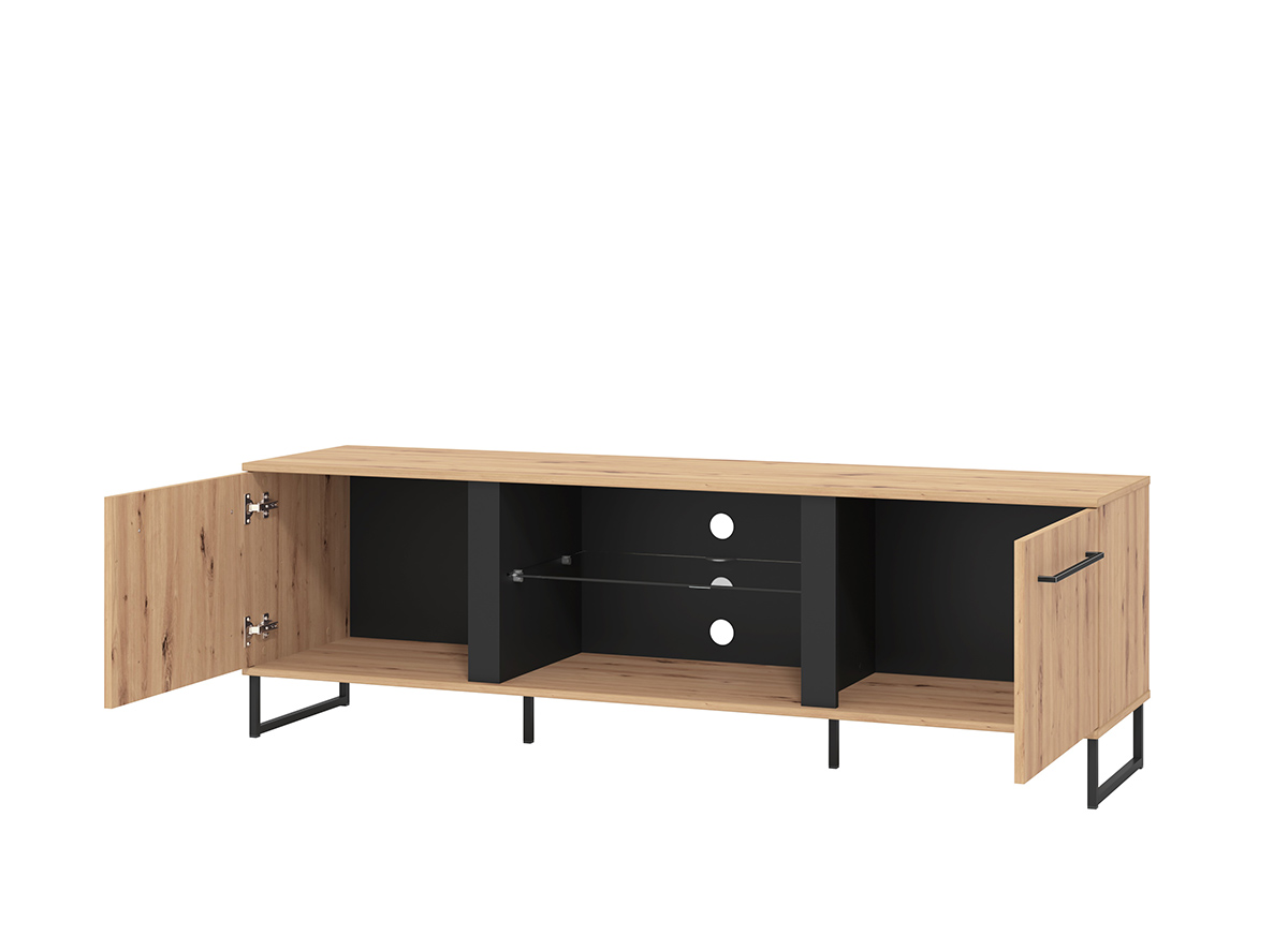 Mobili tv in stile industry a 2 ante, finitura  Rovere e Nero