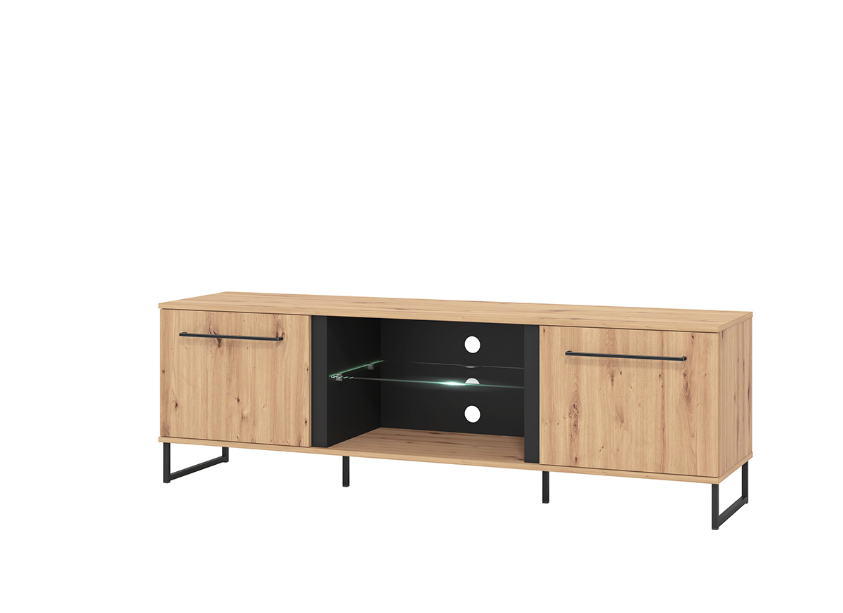 Mobili tv in stile industry a 2 ante, finitura  Rovere e Nero