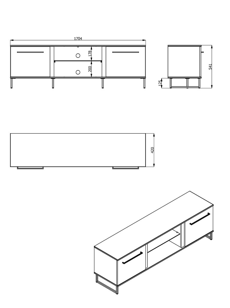 Mobili tv in stile industry a 2 ante, finitura  Rovere e Nero