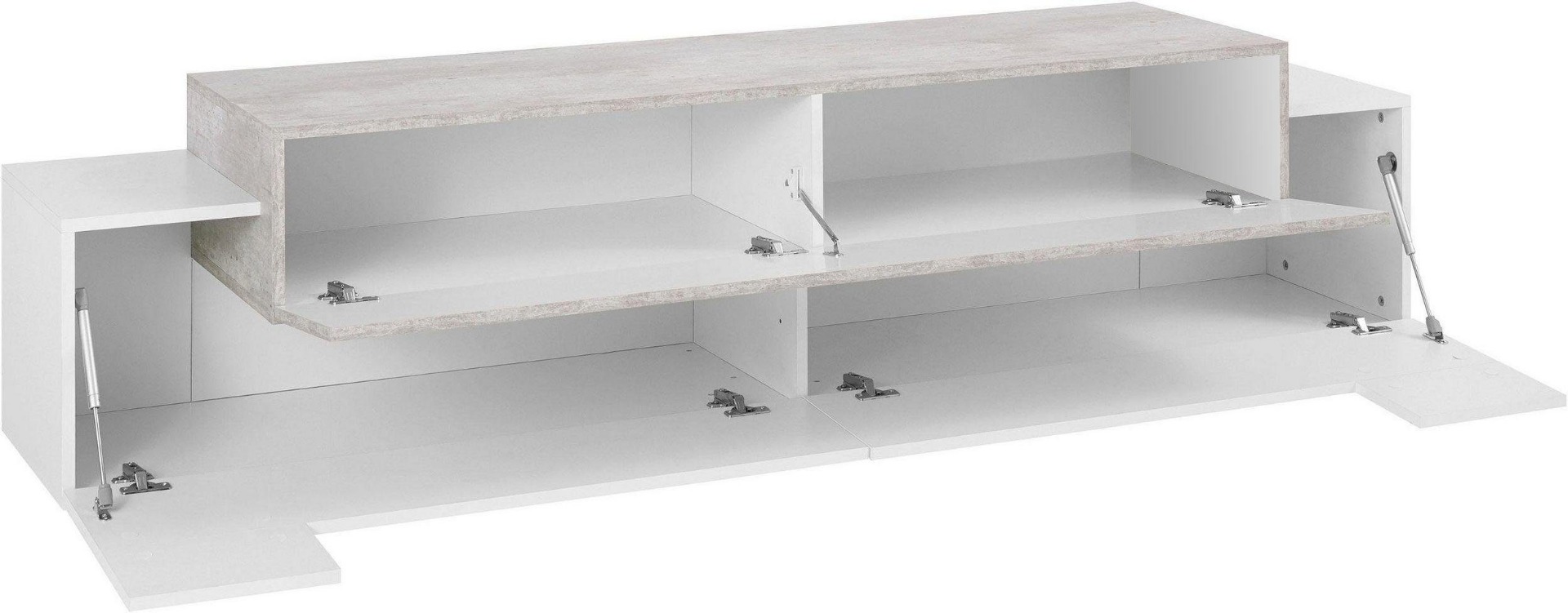 Mobile porta tv Bianco lucido e Cemento, L.200