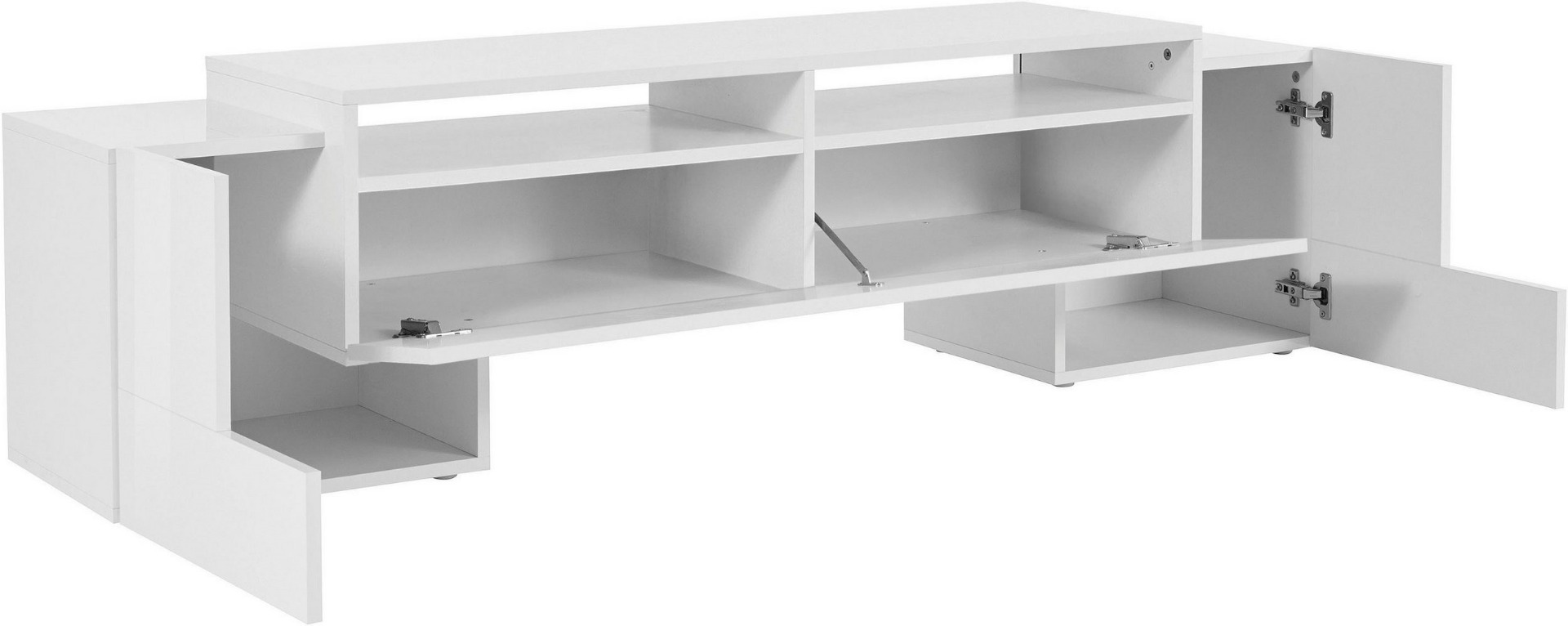 Porta tv bianco laccato lucido, 2 ante e una ribalta