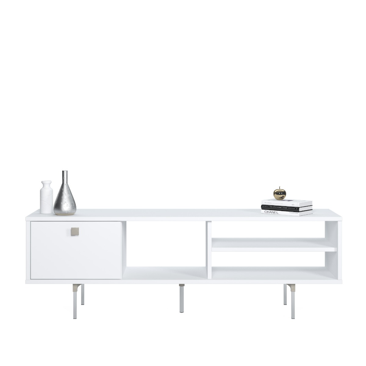 Mobile Tv Ankara bianco, una ribalta e un ripiano