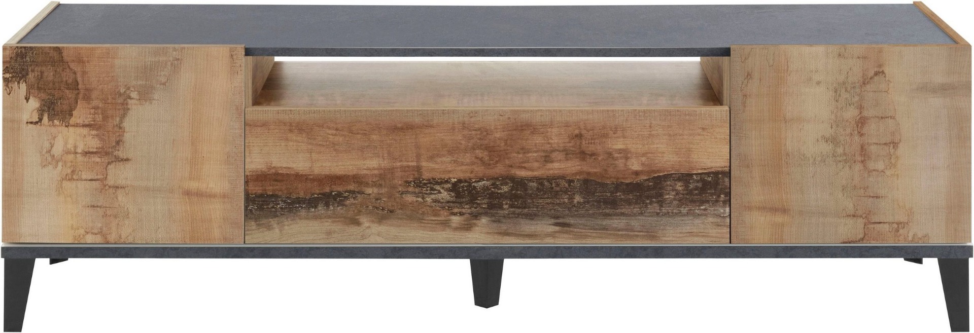 Mobile tv L.160, 2 ante 1 cassetto finitura Ardesia e Pero