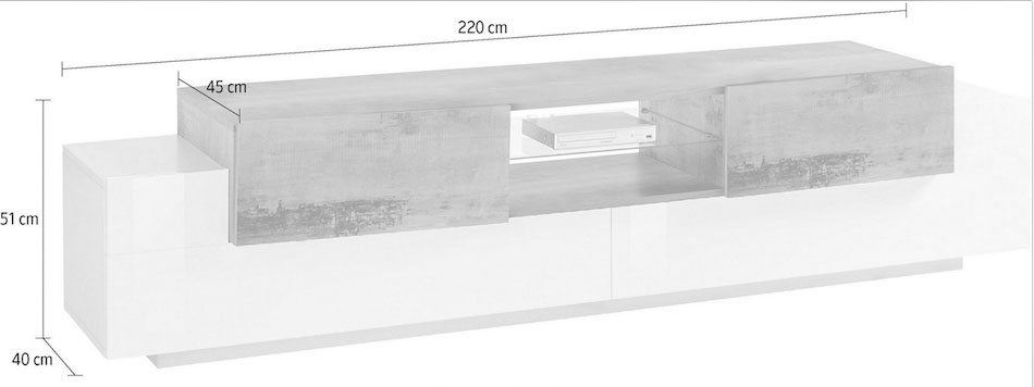 Porta tv scontato bianco lucido e pero, 2 ante 2 ribalte