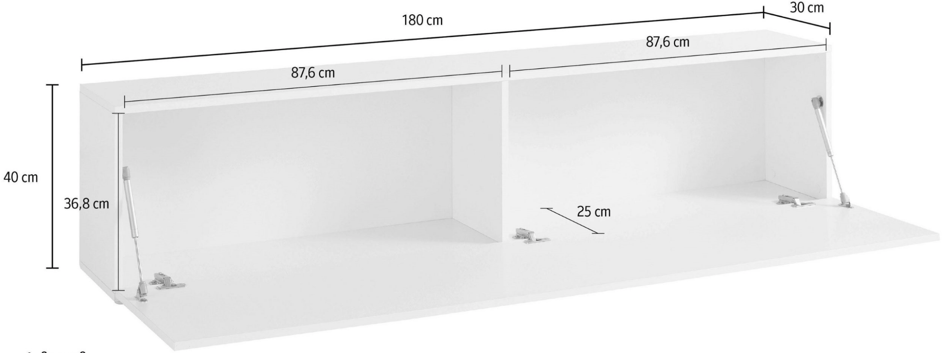 Pratica Base TV sospesa anta a ribalta, finitura bianca lucida
