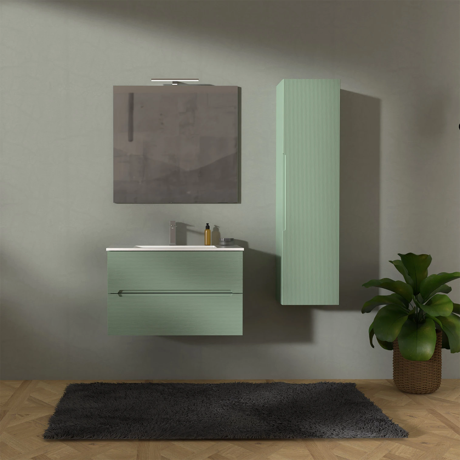 mobiletto bagno verde