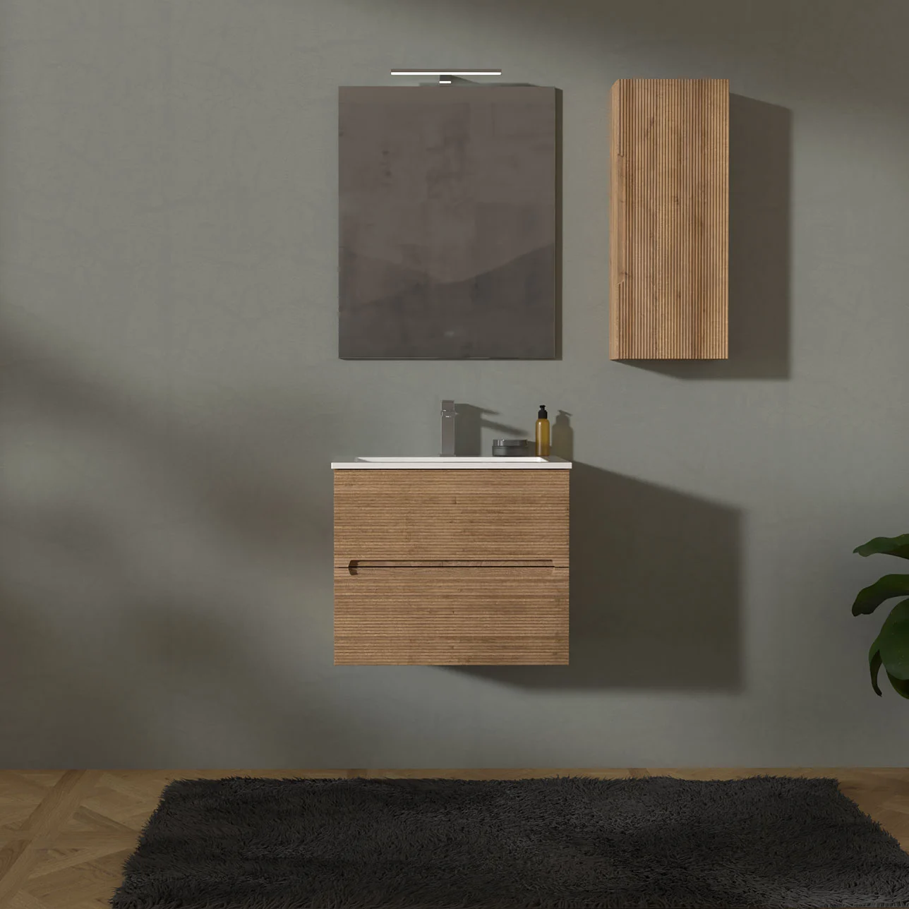 bagno piccolo rovere sospeso