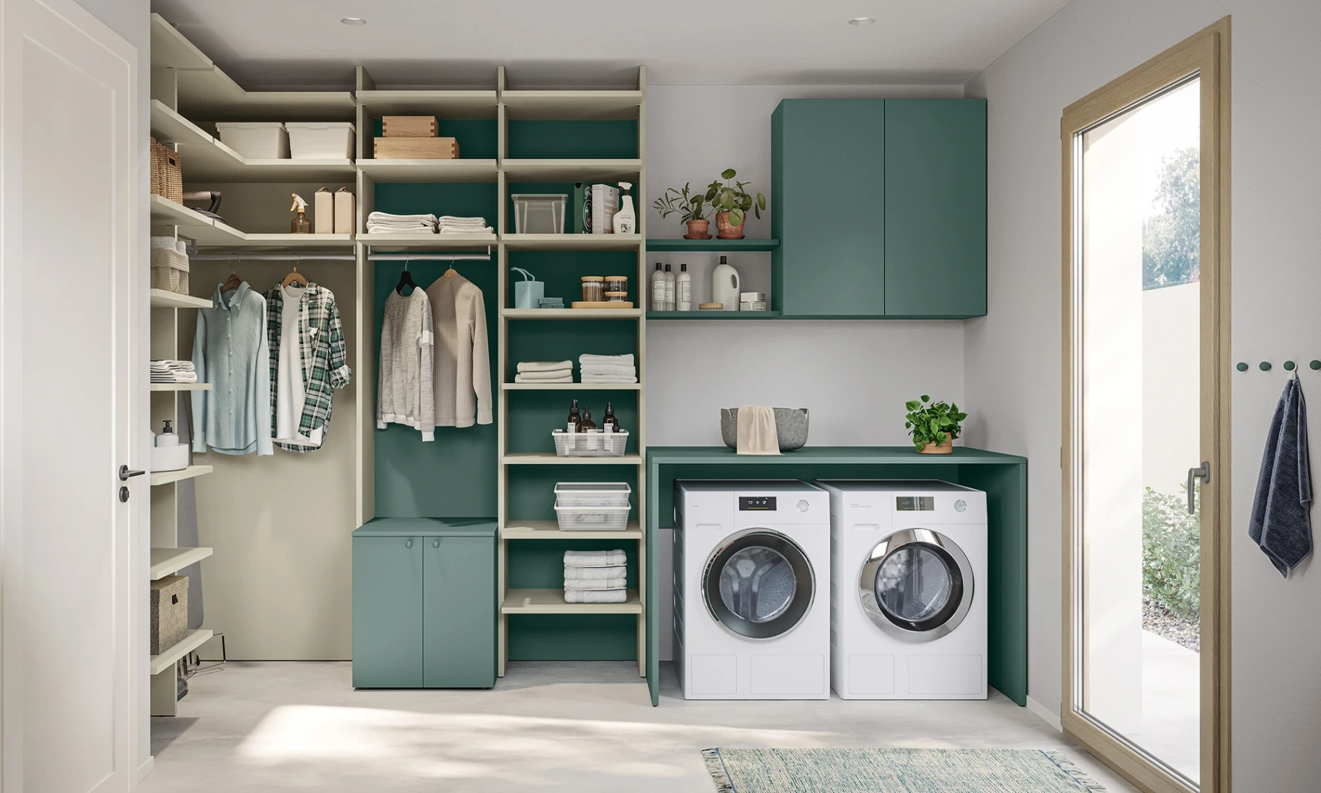 Coprilavatrice e asciugatrice a giorno, Verde alpi, L.130