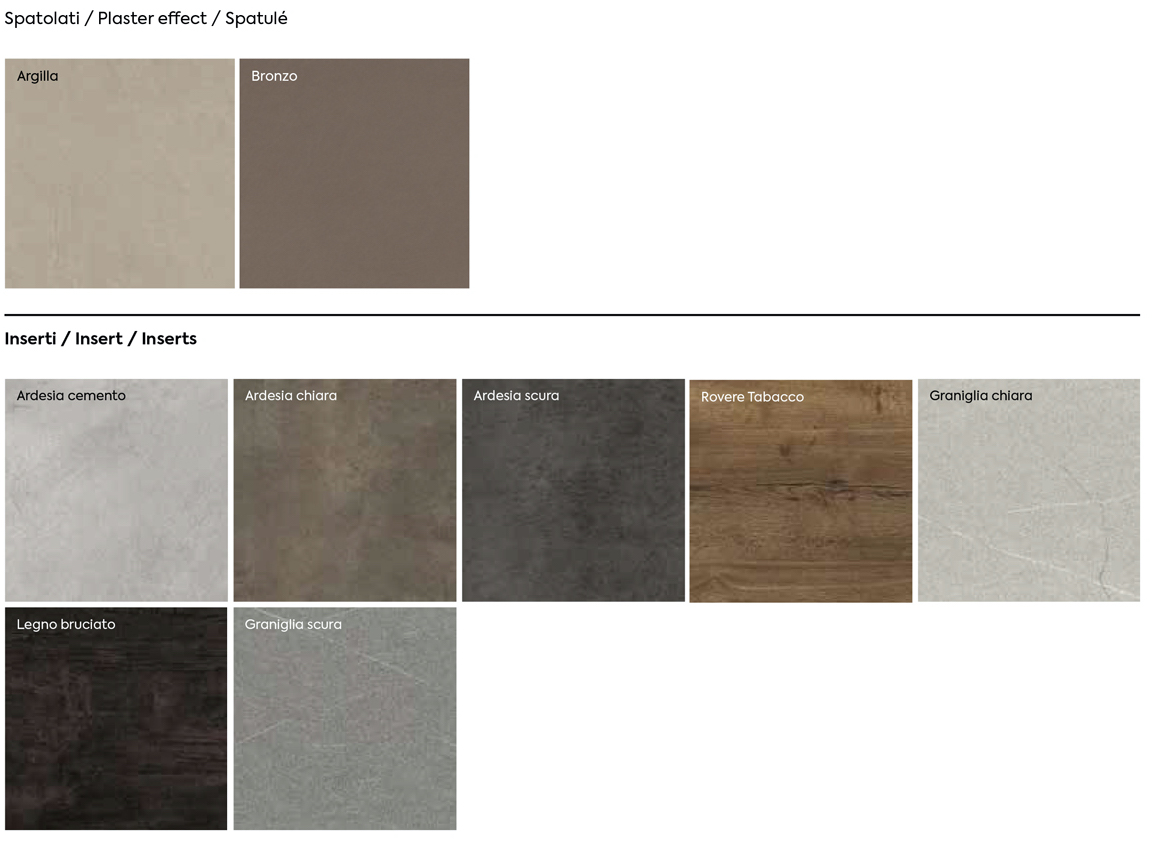 Letto matrimoniale in legno, Noce Moro con inserto Graniglia scura