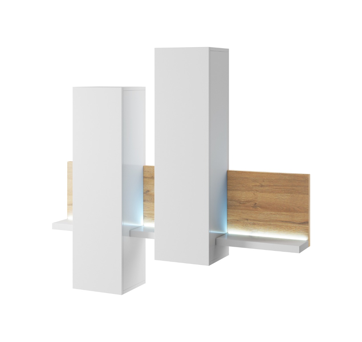 Capiente Modulo porta oggetti, colore bianco opaco e rovere rustico