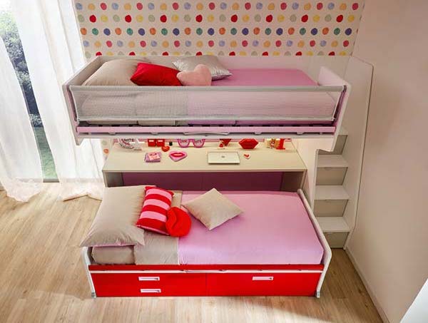 Letto a castello con scrivania, Moretti Compact KC508