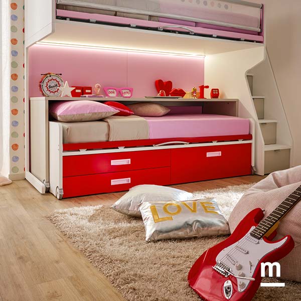 Letto a castello con scrivania, Moretti Compact KC508