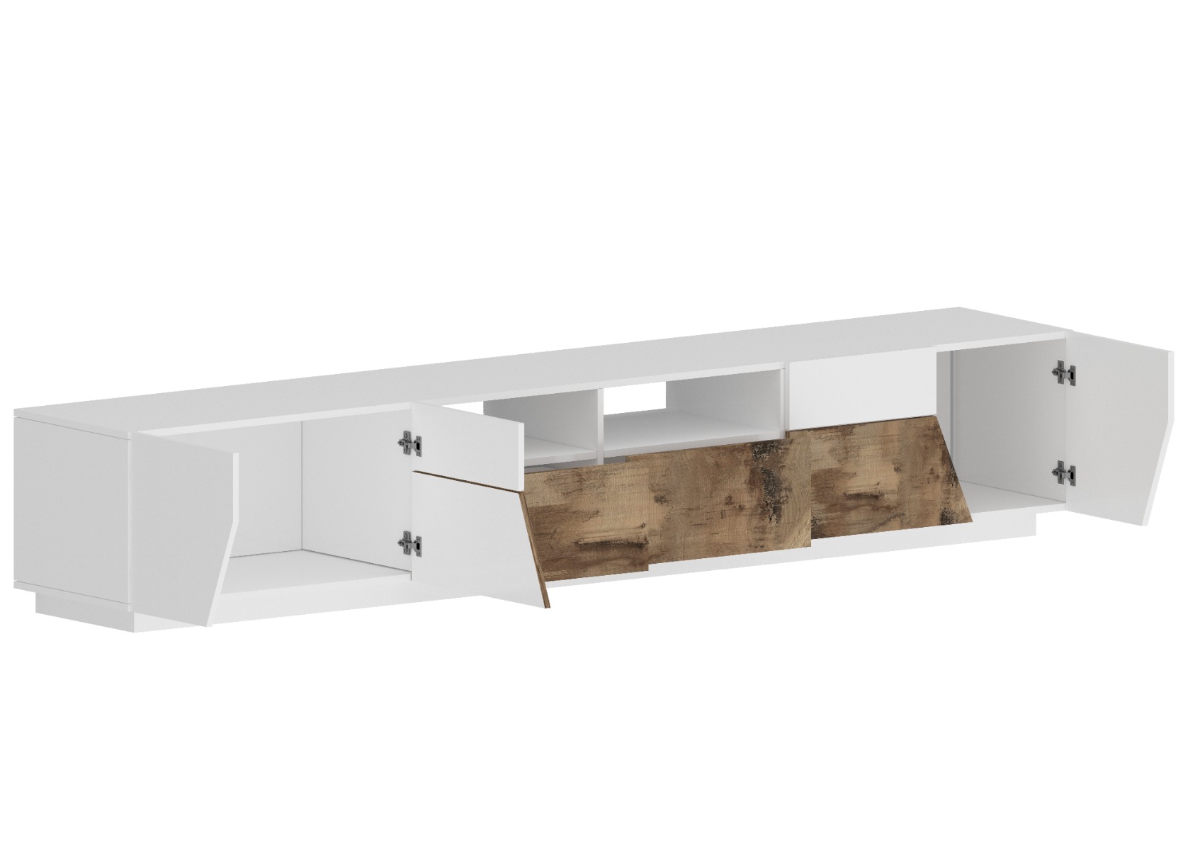 Conveniente Porta TV moderno Bianco lucido e Pero, Made in Italy