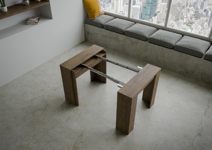 Consolle moderna color Noce, allungabile fino a 204 cm