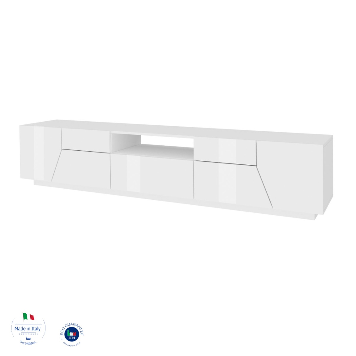 Mobile Porta TV con 4 ante e 1 cassetto in finitura Bianco laccato lucido 