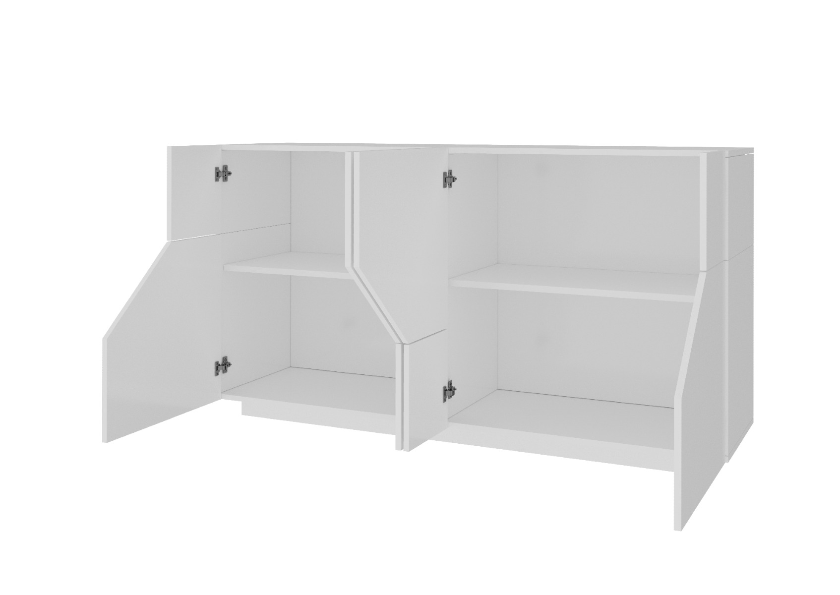 Credenza salvaspazio 4 ante in finitura Bianco lucido 