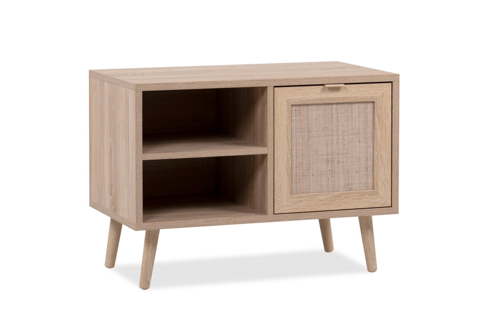 Panca finitura Quercia con anta effetto Rafia