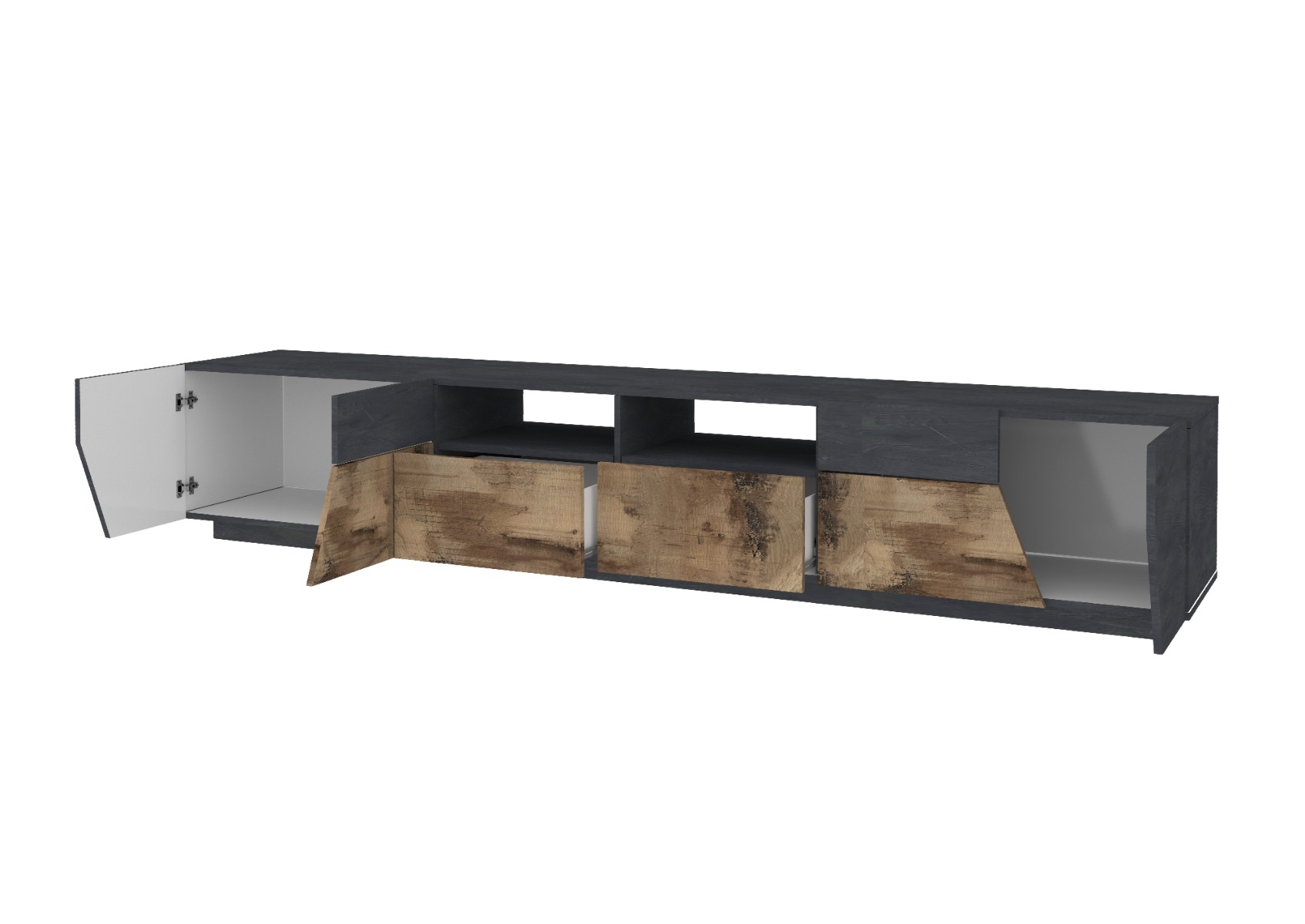 Porta TV geometrico e moderno Ardesia e Pero