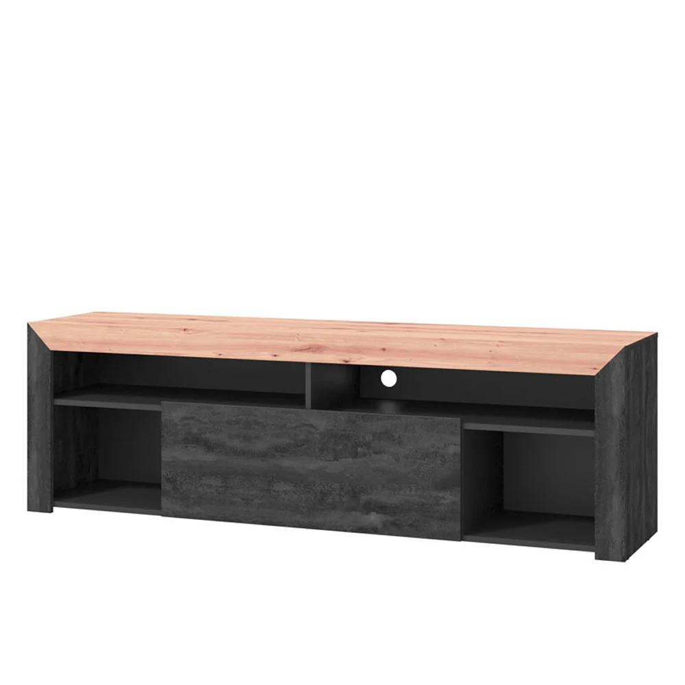 Porta tv in finitura Nero carbone e Rovere Zenzero Shop