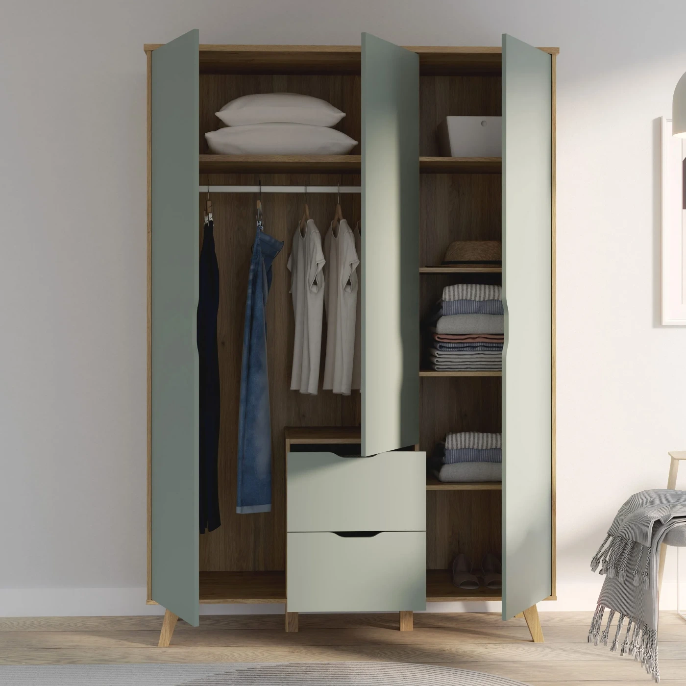 Armadietto Agave e Rovere, stile nordico, con cassetti Zenzero Shop