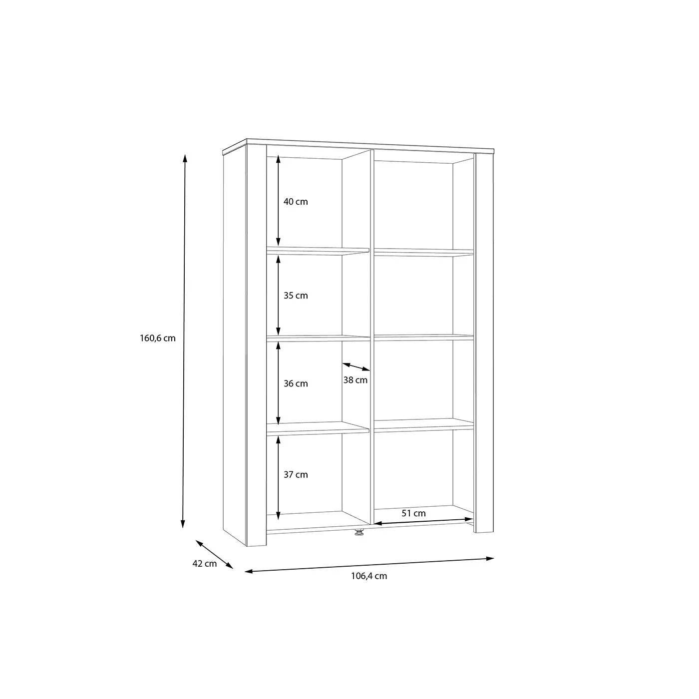 Vetrina Rovere grigio e Riviera, 2 ante, L.106 H.160