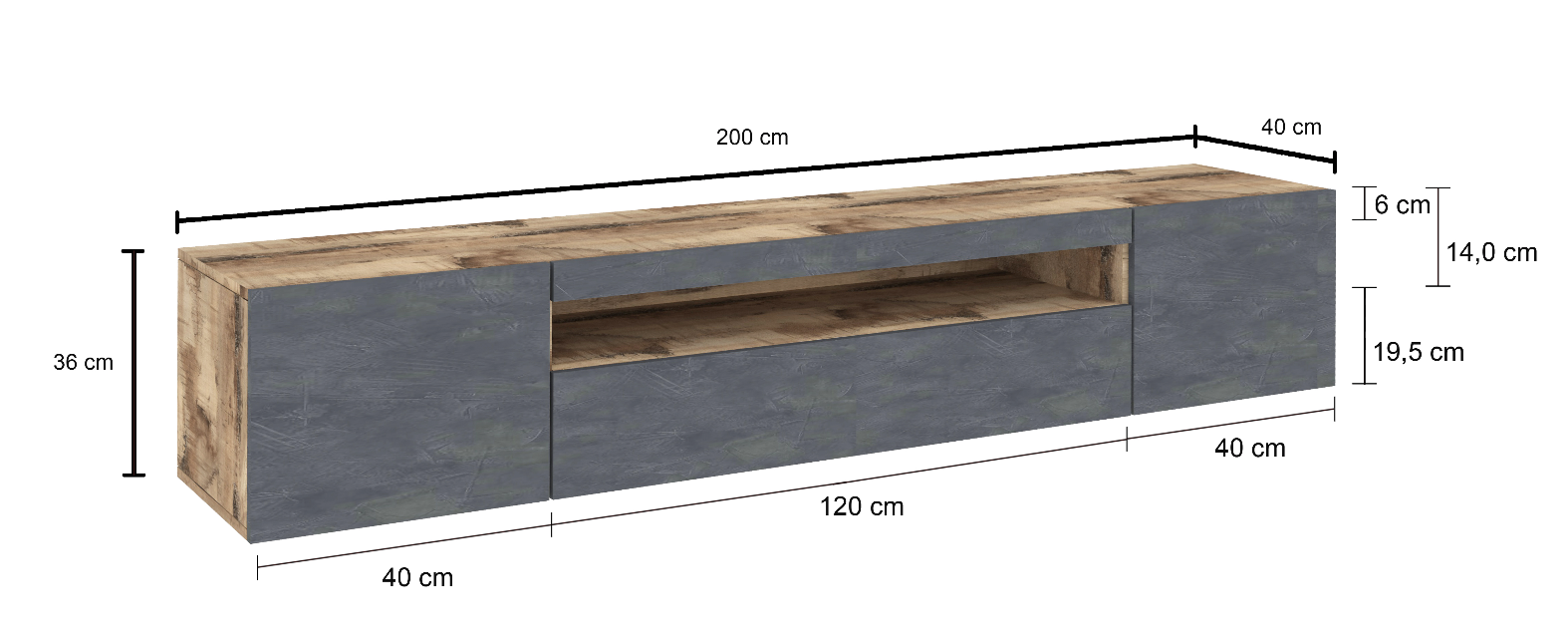 Offerta mobile tv, scocca Pero frontali Ardesia
