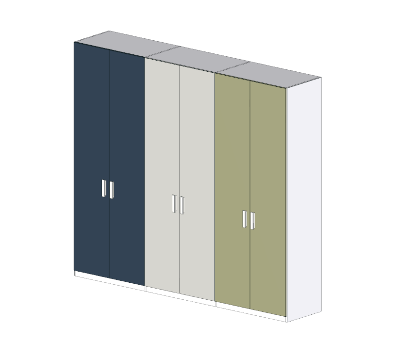 Armadio camerette a 6 ante, Blu navy, Gesso e Pistacchio, L.270