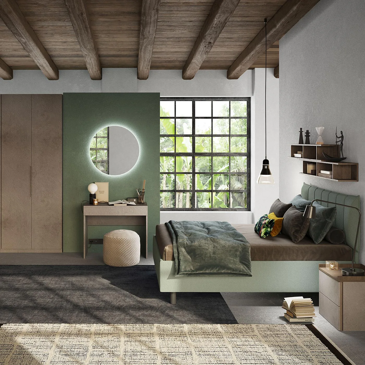 camera bronzo e verde