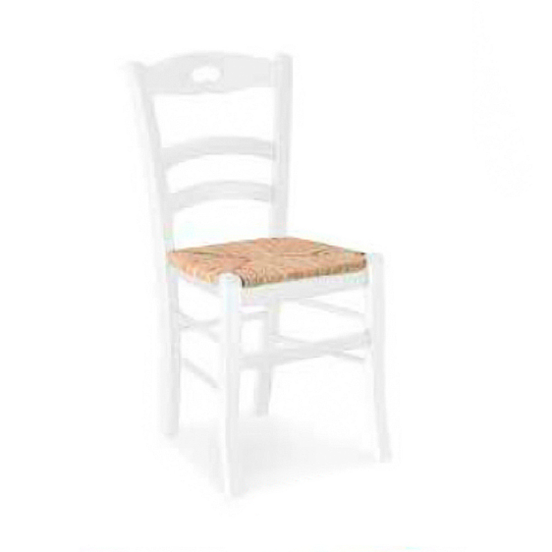 Sedia in legno bianca con seduta in paglia