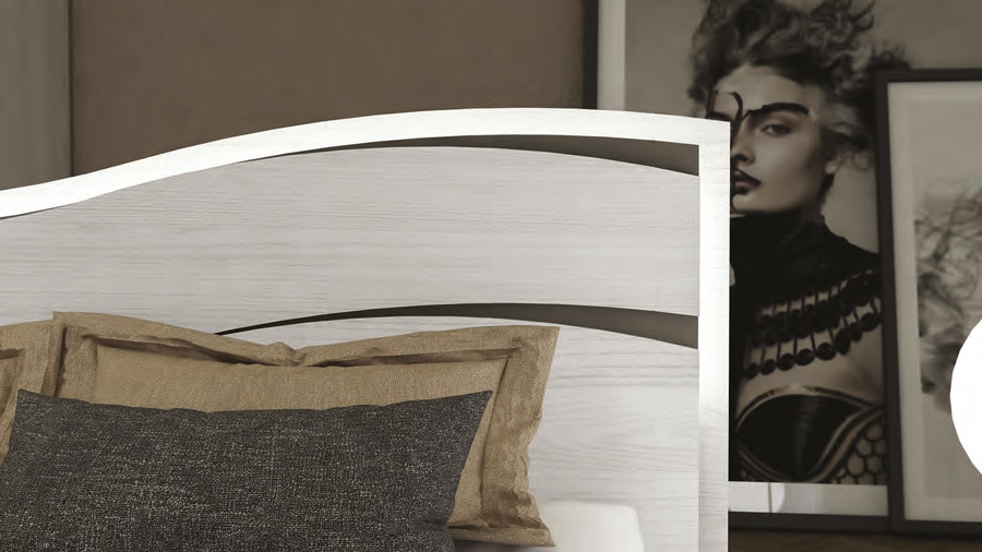 Lettoc matrimoniale contenitore, finitura Olmo bianco e ecopelle Bianca