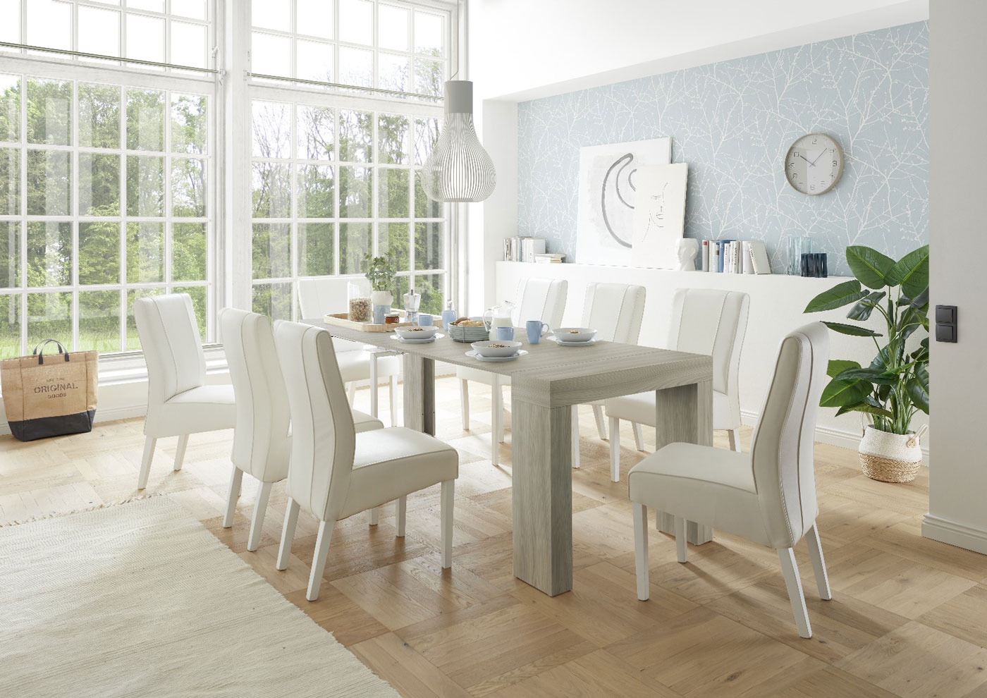 Consolle Sole allungabile, 5 allunghe in finitura Olmo