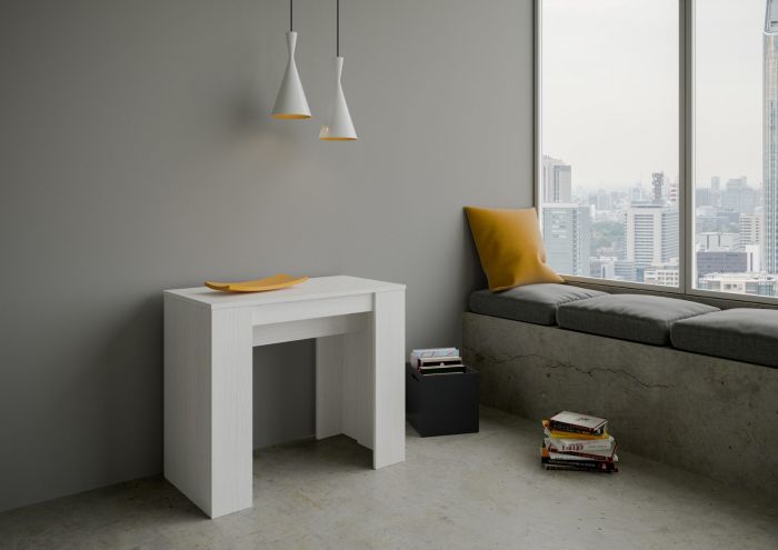 Consolle Bianco frassino, allungabile fino a 308 cm