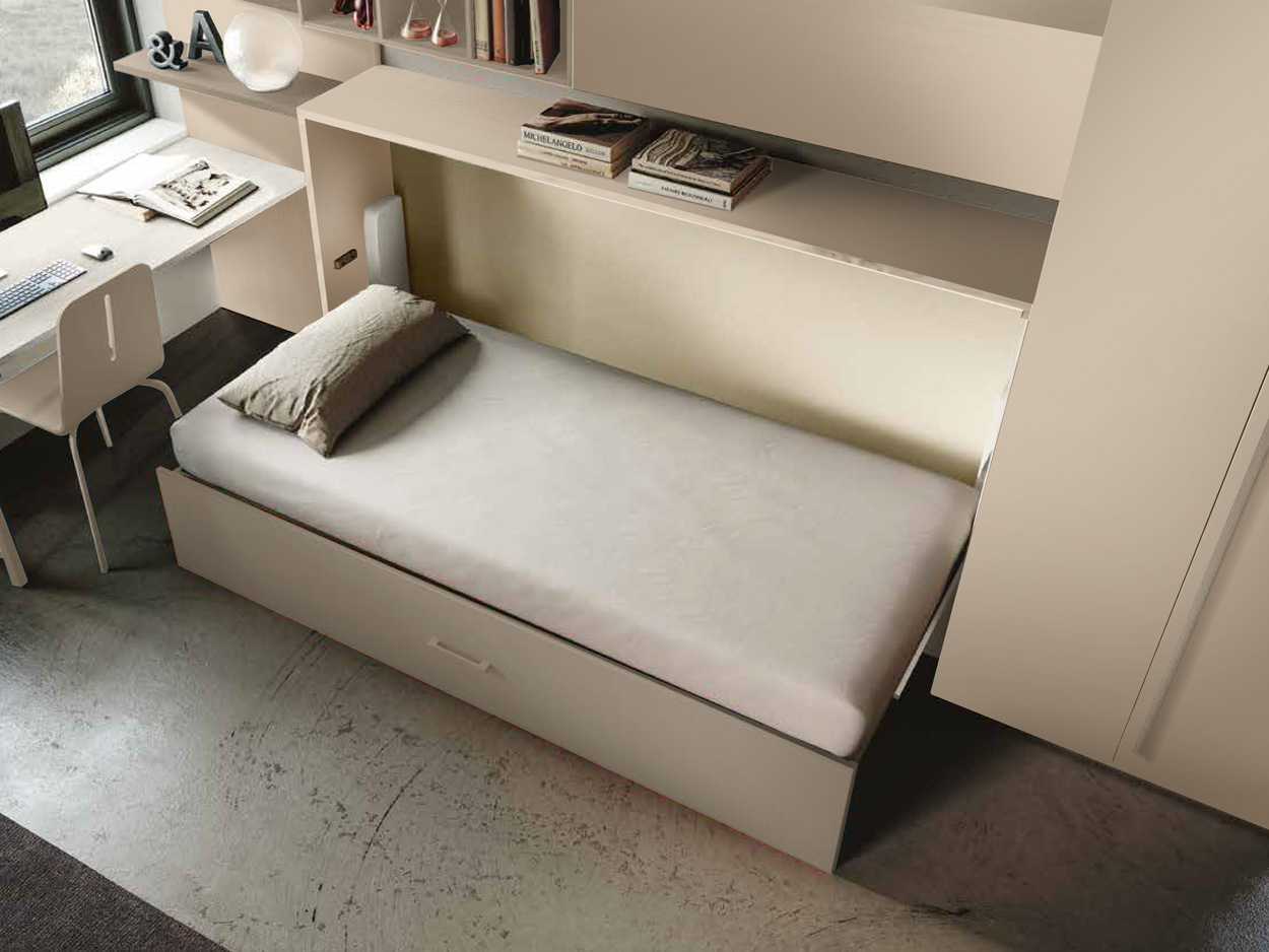 Letto una piazza e mezza trasformabile a scomparsa, Orzo e Visone 