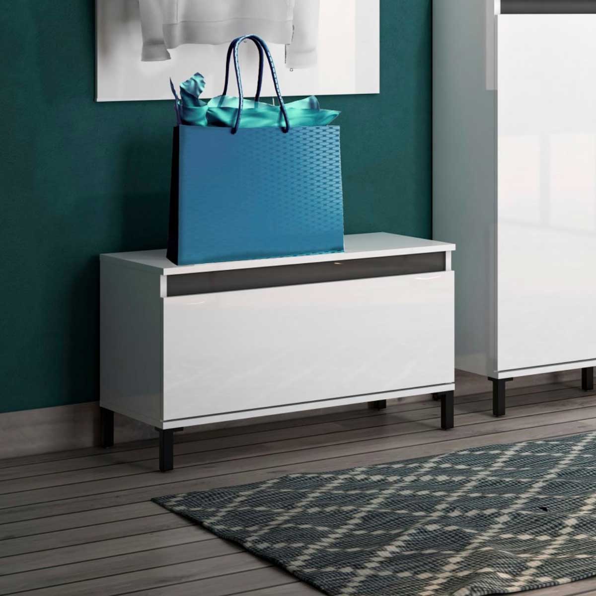 Panca 1 ribalta colore Bianco lucido, Made in Italy