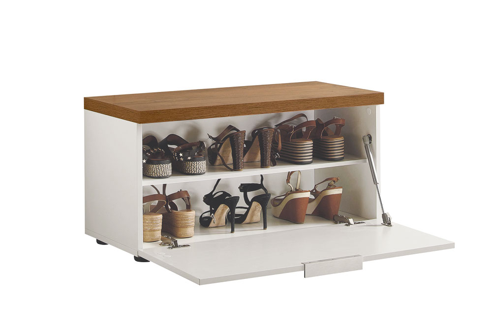 Composizione da ingresso formata da guardaroba, appendiabiti, cassapanca, madia 2 ante e specchio