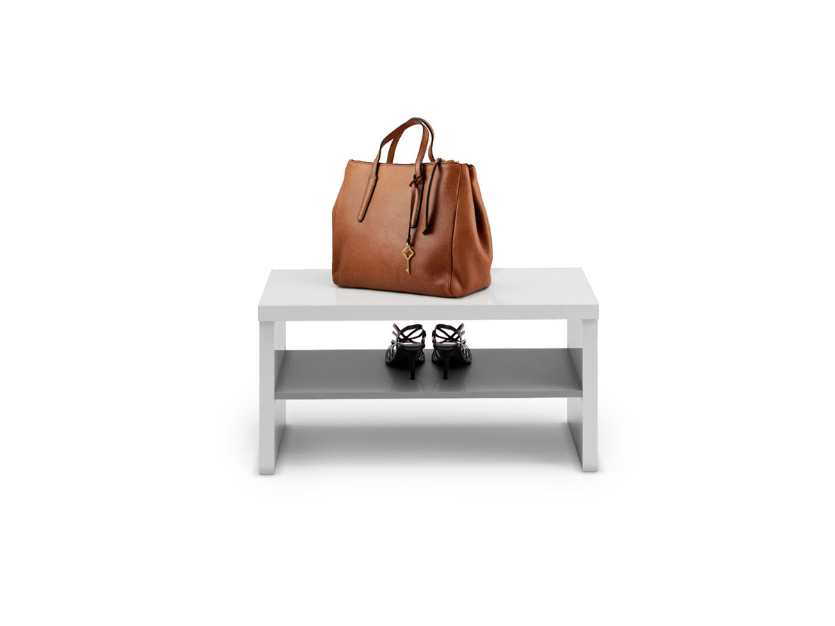 Panca da ingresso bianca lucida con ripiano Zenzero Shop