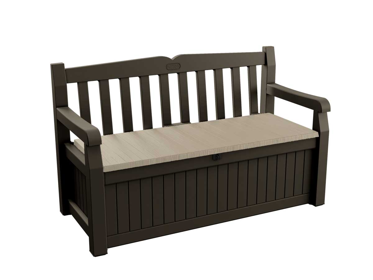 Panchina Tasso da esterni con contenitore, Marrone