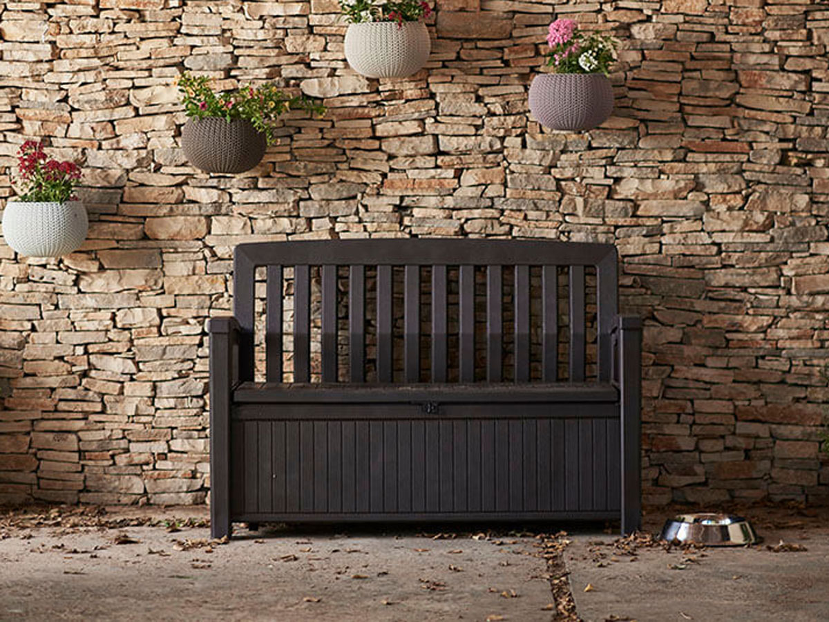 Panchina Abete da esterni con contenitore, Grafite