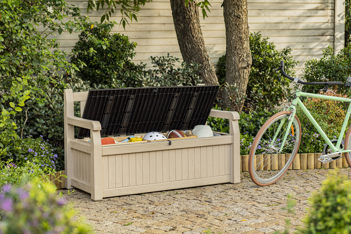 Panchina Tasso da esterni con contenitore, Beige